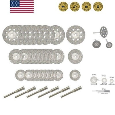 30 Pcs Diamond Cutting Wheel 25mm/20mm/16mm Each 10, Diamond Coated Cutting W...