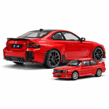 2024 BMW M2 G87 TORONTO RED 1/18 + BMW E30 ALPINA RED 1/43 BY SOLIDO - BUNDLE