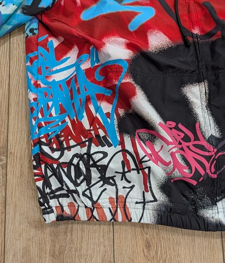 $1695 Mens Dolce Gabbana Allover Graffiti Print Windbreaker Jacket 52 US 42 - product detail image 3