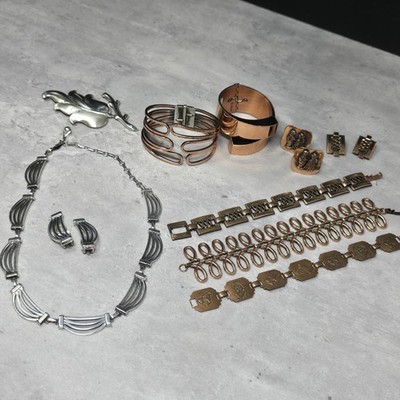 Renior Signed Jewelry Lot Sterling Silver .925 And Copper MCM High End Designer