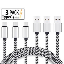 USB A to USB-C Cable 3A Samsung Fast Charger Braided Long Type C Lead 1M