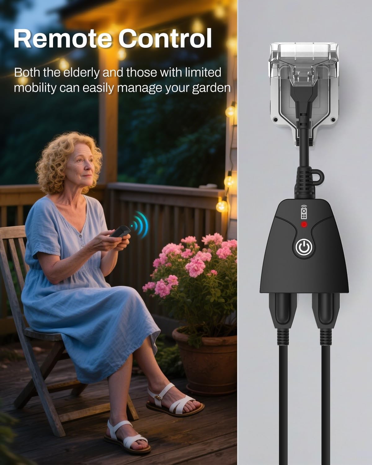 Outdoor Wireless Remote Control Outlet Plug,Weatherproof Heavy Duty Power Str...