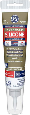 GE Advanced Silicone Kitchen & Bath Sealant Almond, 2.8 Oz, 1, Tube
