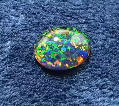 Black Natural Ethiopian Fire Opal 4-6 Ct Oval Cut Shape Gemstone EGL Certified