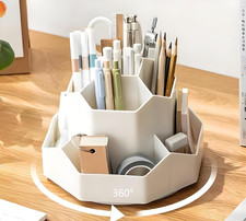 360 Degree Rotating Desk Organiser, 9 Slots Pencil Pen Holder for Office Home Ar