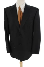 Canali Mens Tuxedo Suit Jacket Black Rayon Cupro Bemberg Collared Size 52