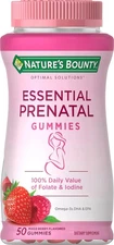 Nature's Bounty Essential Prenatal 50 Gummies, Folic Acid Mixed Berry EXP 2/26