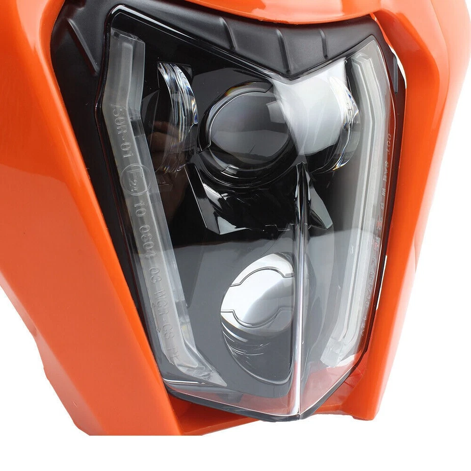 For KTM SMC-R 690 EXC XCW 350 450 500 LED Headlight with Orange Mask Turn Signal - Image 4 of 4