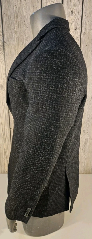 Abrigo Blazer Chaqueta Joseph Abboud Calce Ajustado Para Hombre 44L Deportivo 2 Botones Negro Cuadros  Foto 4 de 4