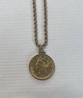 New Listing1906 $5 Gold Liberty Coin Pendant Necklace 14K Gold Chain 24g Estate Vintage