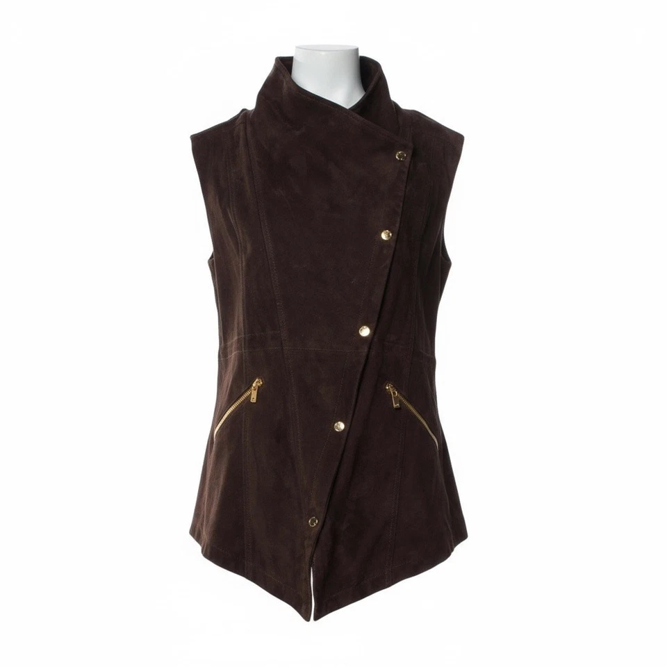 Michael Kors Collection Chocolate Brown Suede Vest Size 14 - Image 2 of 4