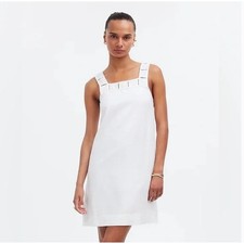 Madewell Georgia Embroidered Tank Dress 8 White NWT Linen Travel Resort Wedding