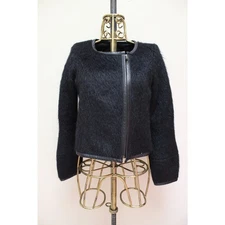 Smythe Black Mohair Fur Asymmetrical Blazer Jacket Size 6