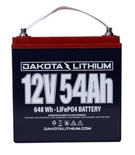 Dakota Lithium 12V 54Ah Deep Cycle LiFePO4 Battery for Marine Mobility Scooter