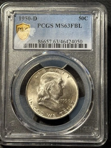1950-D Franklin Half Dollar PCGS MS63 FBL