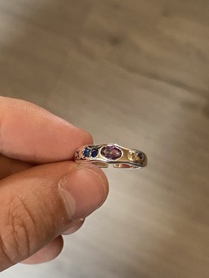 Y2k Gems Ring Lila Vintage 925 Sterling Silber plattiert Damen Herren