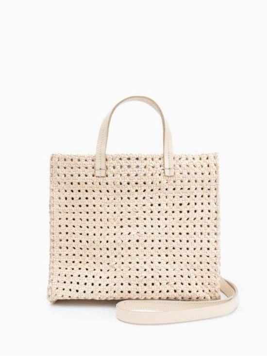 Clare V Petit Simple Tote Leather Cream Rattan Woven NWT Crossbody