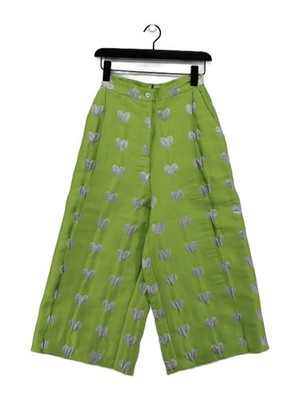Lisou Damen Hose UK 8 grün Polyester mit Polyamid, Seide cropped
