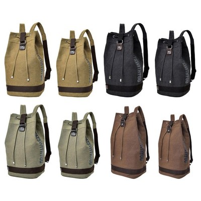 Herren Canvas Rucksack Kordelzug Bucket Bag Rucksack Gepäck Laptop Rucksack
