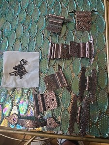 One Hammered Copper Cabinet Door Or Drawer Pull & 8 Hinges