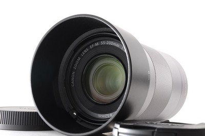 Canon EF-M 55-200mm F/4.5-6.3 IS STM Silver Canon EF-M mount w/ Hood -Excellent-