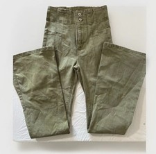 Free People We the Free High Waisted Wide Leg Jeans Women's Size 25 Green Denim