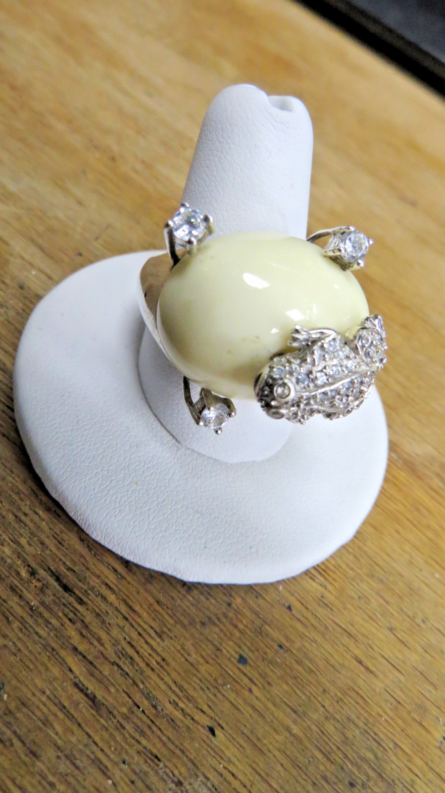 STATEMENT PIECESTERLING SILVER RING, LARGE WHITE … - image 1