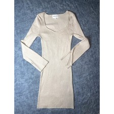Olive + Oak Cream Ribbed Sweater Knit 2 Piece Top and Skirt Matching Set Size M