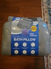 Everlasting Comfort Luxury Bath Pillow for Tub , Gray With Free Loofah