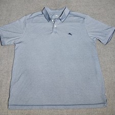 Tommy Bahama Men's Marlin Polo Shirt Large Steel Blue Short Sleeve