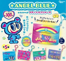 ANGEL BLUE Flat Coin Case with Carabiner, Set of 5 (Gacha) Peanuts Club 1005Y