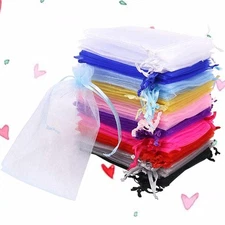 100 Pcs Organza Transparent Drawstring Bags Jewelry Storage Gift Packing Pouches
