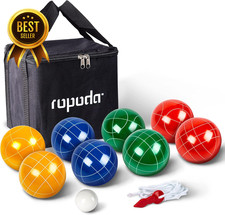 90mm Bocce Ball Set 8 Resin Balls w/ Case Pallino Measuring Rope Outdoor