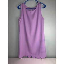 Mittoshop Lavender Purple Scalloped Hem Sleeveless Shift Dress Medium