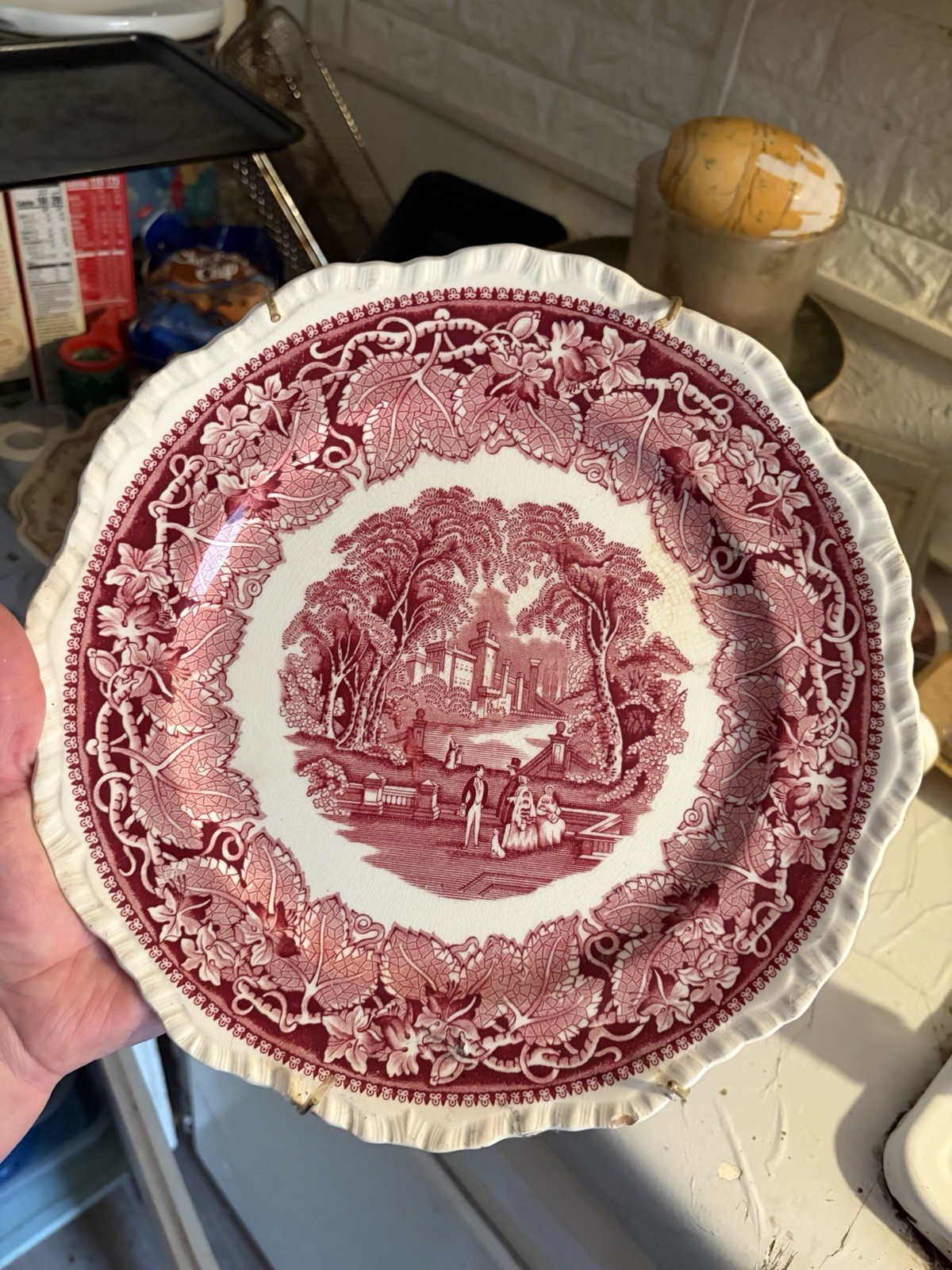 Masons Vista Red Ironstone Transferware Dinner Plate England