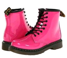 Dr MARTENS 1460 J Hot Pink Patent Leather Side Zip Boots Youth Size 4 US