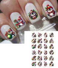 Christmas Penguin Nail Art Decals - Waterslide Nail Decals