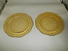 Nice Pair of Federal Amber Patrician Spoke Depression Glass 9" Luncheon Plates
