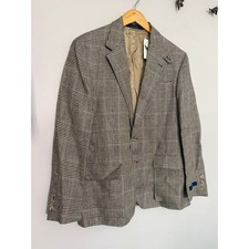 Polo Ralph Lauren Men's Plaid 100 Linen Blazer Houndstooth Sport Coat 44R