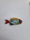 Oaxaca Hand Painted Wood Fish With Painted Bird , Mexican Folk Art , 4 1/2 In. — photo 1