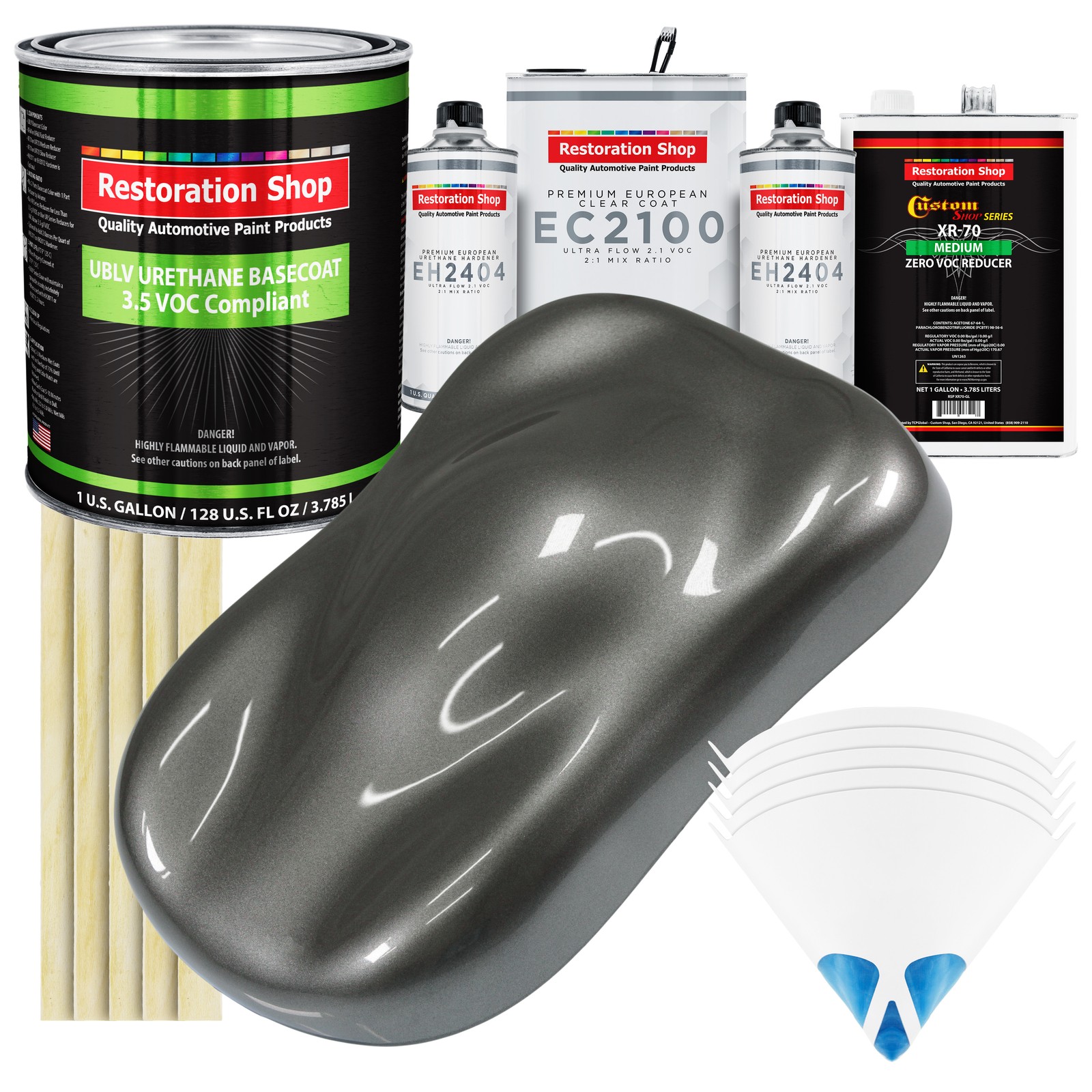 Dark Charcoal Metallic Low VOC Urethane Paint Gallon Kit with European Clear Coat
