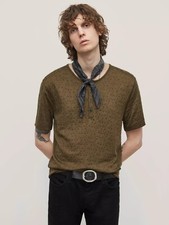  228 NWT Brand New John Varvatos Collection Abstract Crinkled Henley Small