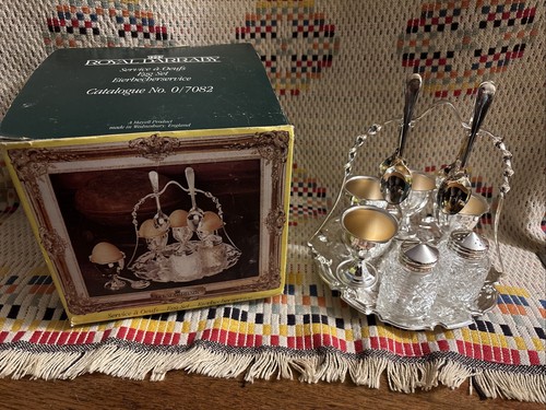 Vintage Royal Darraby Egg Set Silver Plated Fine English Tableware England - 第 1/21 張圖片