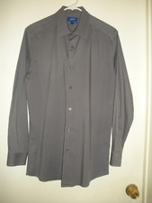 Apt. 9 Solid Dark Gray Men's Long Sleeve Button Down Dress Shirt Slim Fit 15 1/2