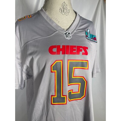 Patrick Mahomes #15 Kansas City Chiefs Grey Super Bowl LVII Jersey
