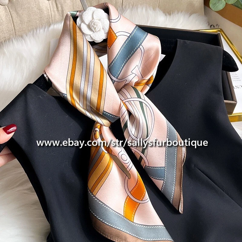 Sallys Boutique 100% Silk Bandanna Belt Print Bag Necktie Collar Scarf 65cm