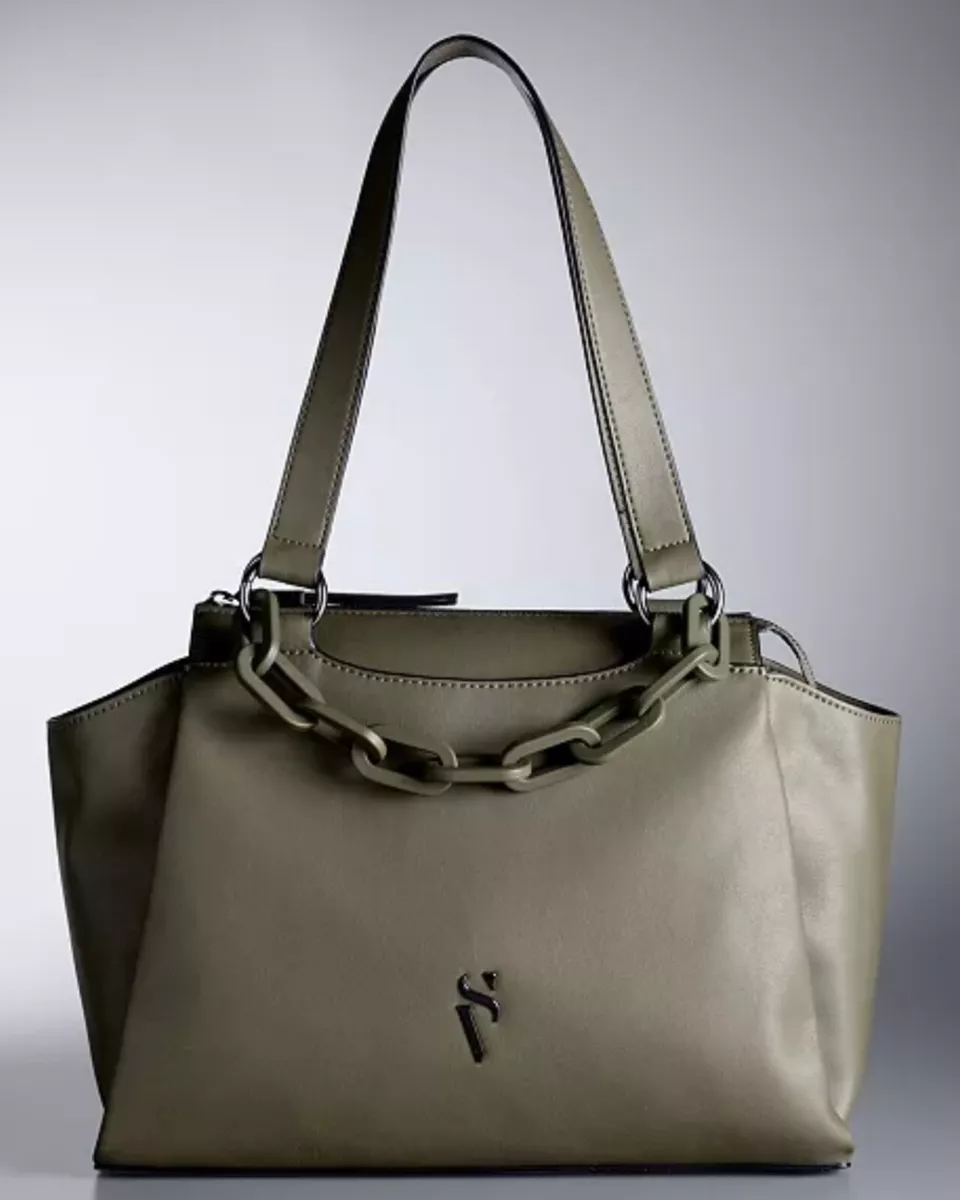 Simply Vera Wang Zip Tote Bag Handbag Purse - Olive - New