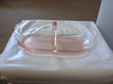 vintage pink depression glass candy dish 10 Inches X 4-1/2 Inches