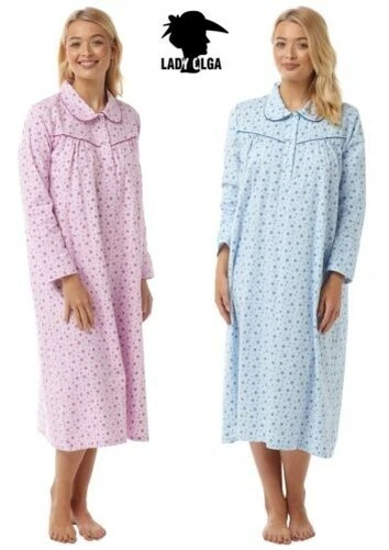 Chemise De Nuit Lady Olga - Manches Courtes, Floral, Coton - Taille Régulière Femme