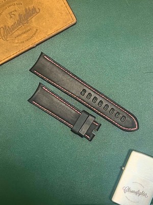 Original Graham Chronofighter Vintage 22mm Black pink leather strap BRAL 147B